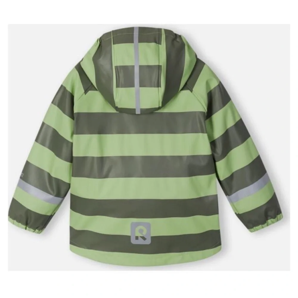 Reima Kids' Vesi Raincoat in Greyish Green Stripe - Picture 7 of 10